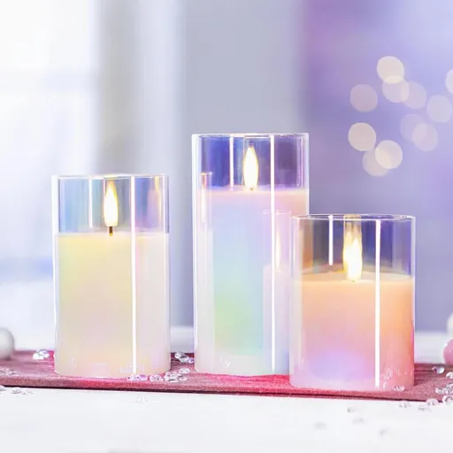 Weltbild LED Svíčky ve skle, duhové, sada 3 ks