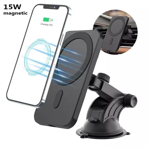 1stCOOL bezdrôtová QI nabíjačka 15W, magnetická, do auta, MagSafe kompatibilná, čierna