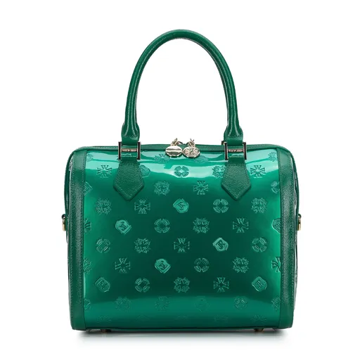 kabelka do kufra z metalickej lakovanej kože, zelená 34-4-239-00