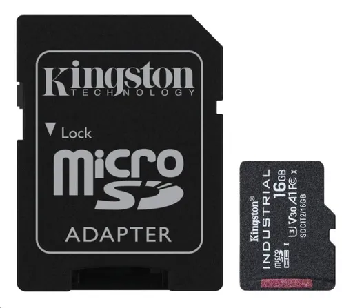 Kingston 16GB microSDHC Industrial C10 A1 pSLC Card + SD Adapter