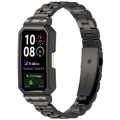 CLASSIC Kovový remienok + ochranný kryt pre Huawei Band 10 / Band 9 čierny
