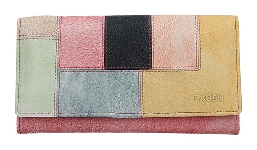 Dámska kožená peňaženka Lagen V-17/R Lipstick/multi