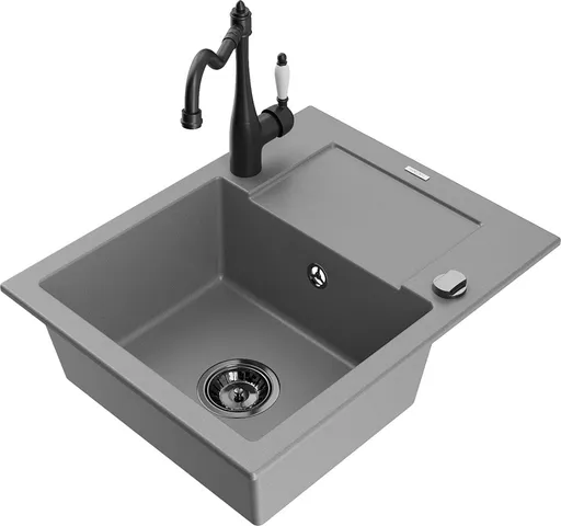 MEXEN/S MEXEN/S - Enzo granitový drez 1 s odkvapkávačom vrátane batérie Carla, šedá 6506-71-670700-70-B