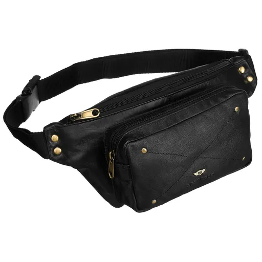 Pánska kožená ľadvinka v čiernej farbe so zapínaním na zips