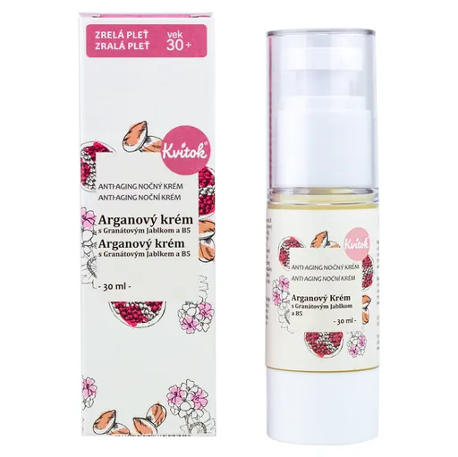 KVITOK Arganový nočný krém s granátovým jablkom a B5 pre zrelú pleť (30+) 30 ml