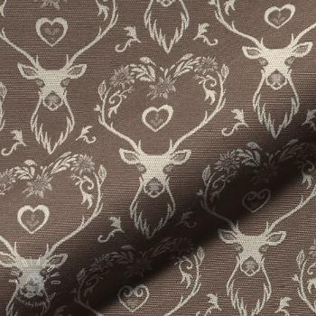 Dekoračná látka jacquard DOUBLE FACE Landhaus Deer Heart taupe