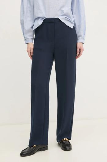 Nohavice Tommy Hilfiger dámske, tmavomodrá farba, rovné, vysoký pás, WW0WW45445
