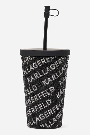 Pohár so slamkou Karl Lagerfeld k/rhinestone čierna farba, A2W42018