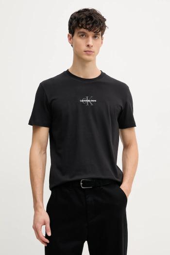Bavlnené tričko Calvin Klein Jeans pánske, čierna farba, s nášivkou, J30J325649