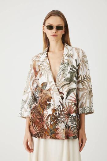 Kimono s prímesou ľanu Medicine dámske, viac farieb, dvojradová, jednofarebná