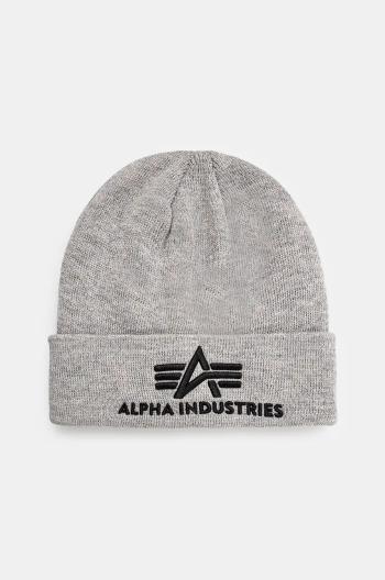 Čiapka Alpha Industries šedá farba, z tenkej pleteniny