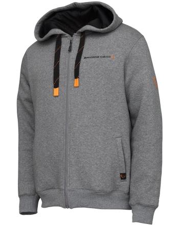 Savage gear mikina classic zip hoodie grey melange - xxl