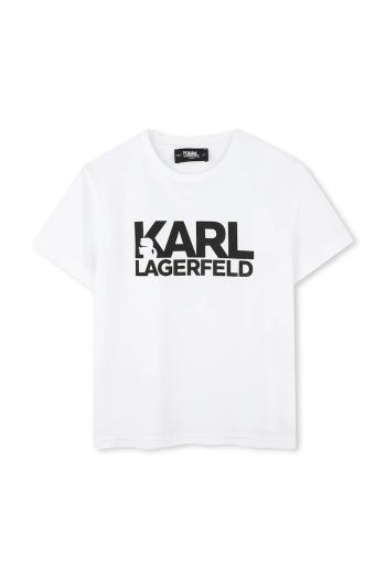 Detské bavlnené tričko Karl Lagerfeld biela farba, s potlačou, Z30435