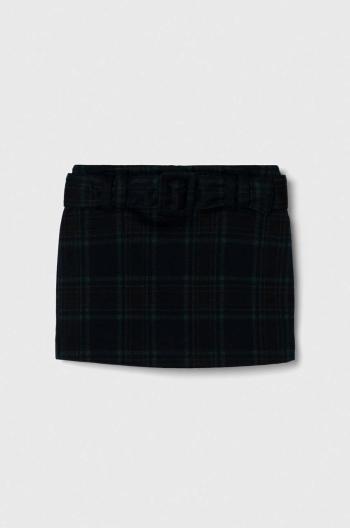 Dievčenská sukňa Abercrombie & Fitch zelená farba, mini, áčkový strih