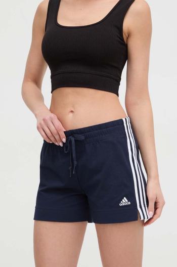 Šortky adidas dámske, tmavomodrá farba, s nášivkou, vysoký pás,  HM9289