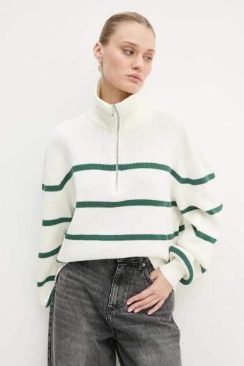 Sveter Hollister Co. dámsky, biela farba, s rolákom, KI350-4256