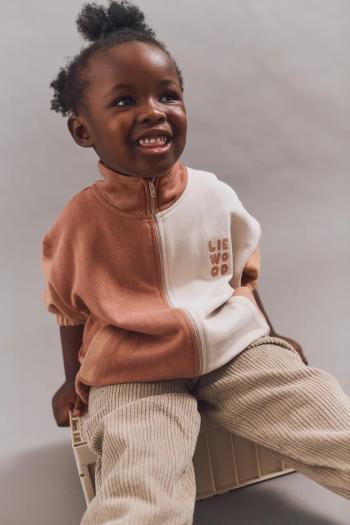 Detská bavlnená mikina Liewood Cassius Zip-up Sweatshirt oranžová farba, vzorovaná, LW20080