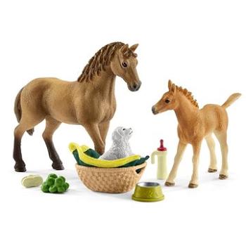 Schleich 42432 Sada žriebä a Quarter kôň so šteniatkom a doplnkami (4059433250847)