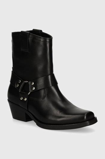 Kožené kovbojské topánky Steve Madden Quintana dámske, čierna farba, na podpätku, jemne zateplené, SM11003295