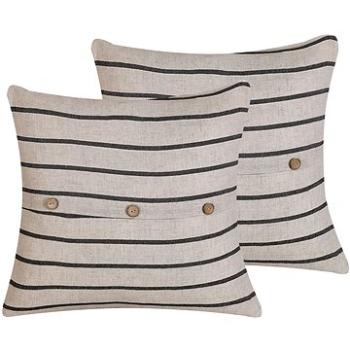 BELIANI, Sada 2 pruhovaných vankúšov 43 x 43 béžovo-čierna CYNARA, 257242 (beliani_257242)