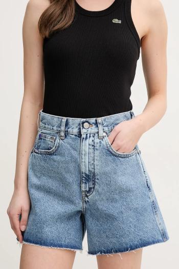 Rifľové krátke nohavice Red Bull Racing x Pepe Jeans BOXY SHORT dámske, jednofarebné, vysoký pás, RL800004R17