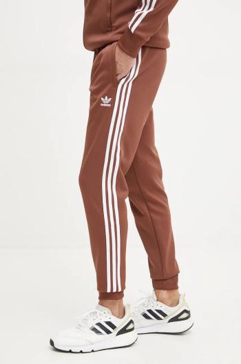 Nohavice adidas Originals Adicolor Classics SST Track Pants pánske, hnedá farba, vzorované, IY9866