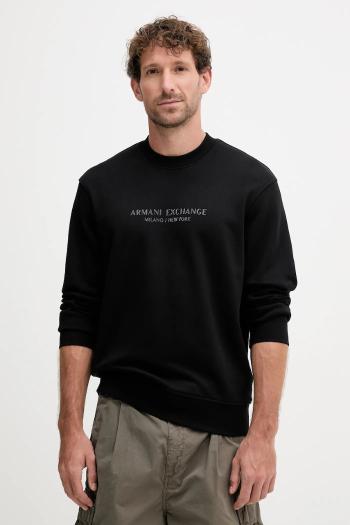 Bavlnená mikina Armani Exchange čierna farba, s potlačou, XM001284 AF20934