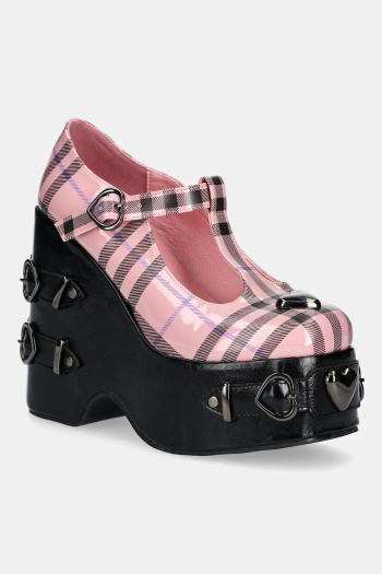 Lodičky Koi Footwear Sweet Apathy Plaid Wedge Mary Janes ružová farba, na platforme, Sweet Apathy
