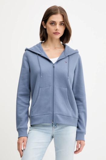 Mikina Tommy Jeans čierna farba, s kapucňou, jednofarebná, DW0DW19729