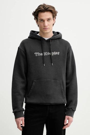Bavlnená mikina The Kooples pánska, šedá farba, s kapucňou, s nášivkou, HSWE30020K
