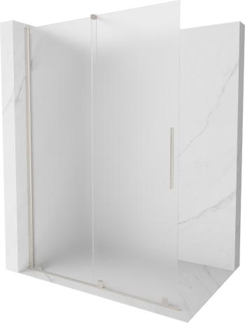 MEXEN/S - Velar Sprchová zástena posuvná Walk-in 140 x 200, dekor 8 mm, nikel kefovaná 871-140-000-33-97