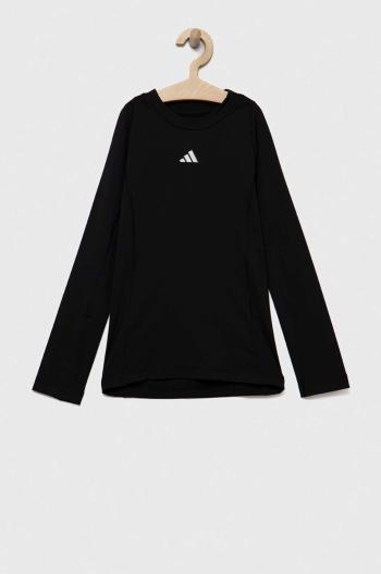Detské tričko s dlhým rukávom adidas Performance čierna farba, jednofarebné