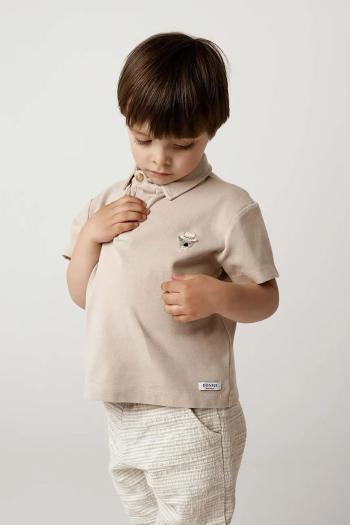 Detská bavlnená polokošeľa Donsje Wouti Shirt Groom béžová farba, jednofarebný, 4098701