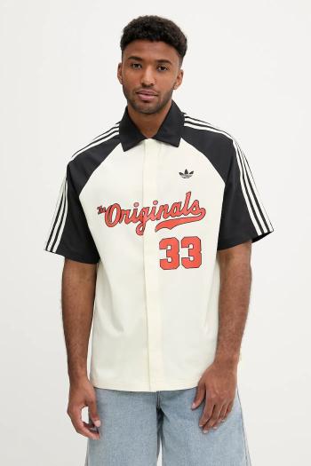 Košeľa adidas Originals Winter Shooter béžová farba, voľný strih, JM0514