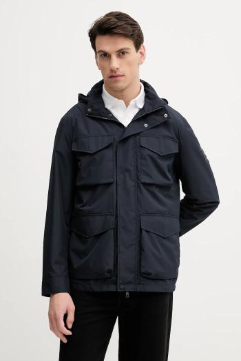 Bunda Tommy Hilfiger tmavomodrá farba, prechodná, MW0MW40223
