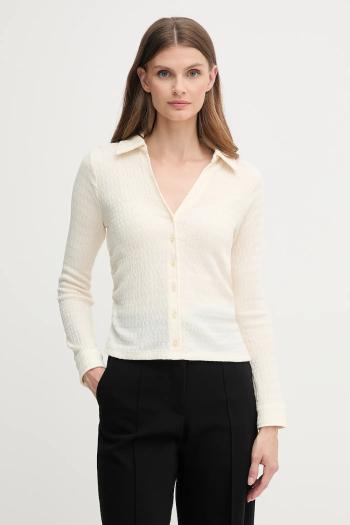 Košeľa Dkny béžová farba, slim, s klasickým golierom, DJ5T1385