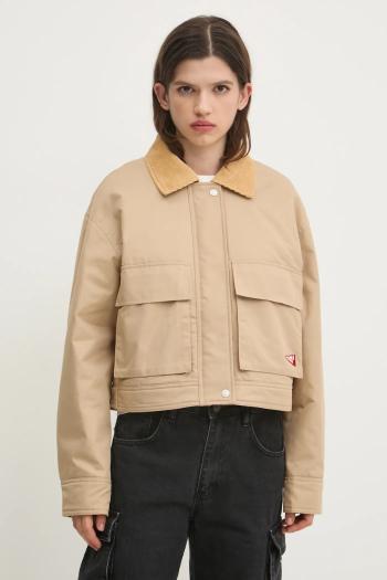 Bunda Tommy Jeans dámska, béžová farba, prechodná, DW0DW20544