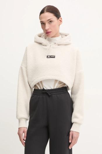 Fleecová mikina adidas x Moon Boot béžová farba, s kapucňou, s nášivkou, IY8050