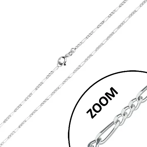 Strieborná 925 retiazka - motív Figaro, očká s lesklými zrezanými hranami, 1,5 mm