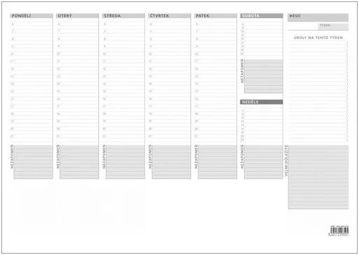 Plánovač stolný A3 týždenný mapa 30 listov BALÚŠOK
