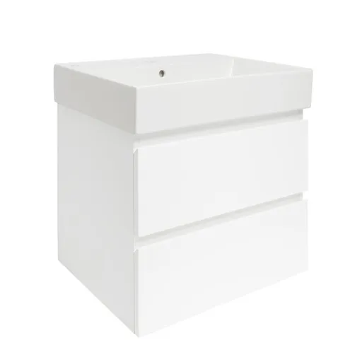 Kúpeľňová skrinka s keramickým umývadlom SAT B-Way 59x50x45 cm biely lesk BWAY260WU2BI