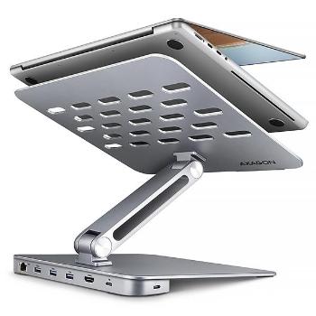 AXAGON HMC-STND, stojan pre 10"-16" notebooky, USB 5Gbps húb, 3x USB-A, HDMI 4k/60Hz, RJ-45, PD 100W, kábel USB-C 60cm