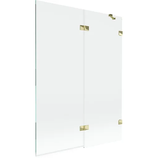 MEXEN/S - Lunar vaňová zástena 2-krídlová pravá 130 x 150, transparent, zlatá 897-130-100-50-00-P