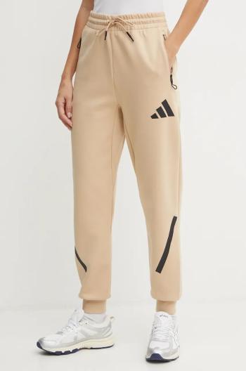 Tepláky adidas ZNE béžová farba, s potlačou, JD9587