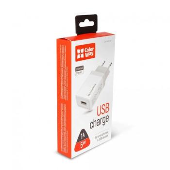 COLORWAY USB CHARGER 1USB 1A WHITE (CW-CHS011-WT)