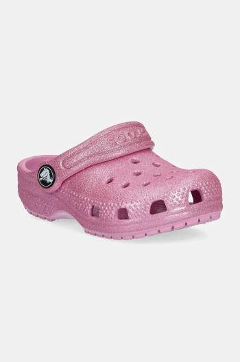 Detské šľapky Crocs CLASSIC GLITTER CLOG ružová farba, 206992