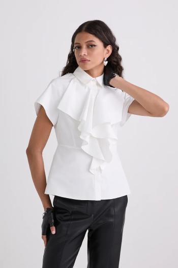 Bavlnená košeľa Karl Lagerfeld biela farba, slim, s klasickým golierom, A3W11035