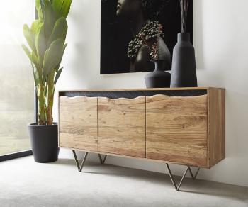 Komoda Stonegrace 147x45 cm prírodná akácia 3 dvierka