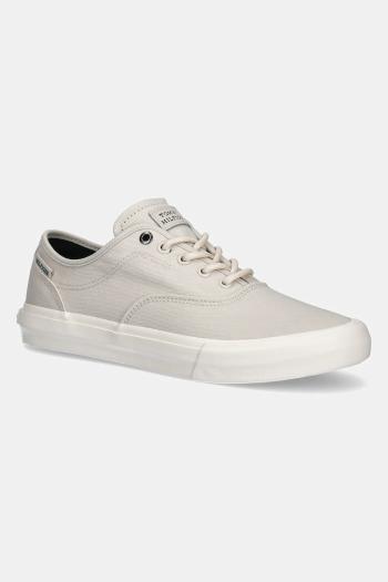 Tenisky Tommy Hilfiger TH HI VULC LOW OXFORD TWILL béžová farba, FM0FM05400