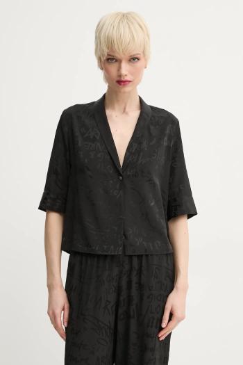 Hodvábna košeľa ZADIG&VOLTAIRE dámska, čierna farba, regular, s klasickým golierom, WWSH02222